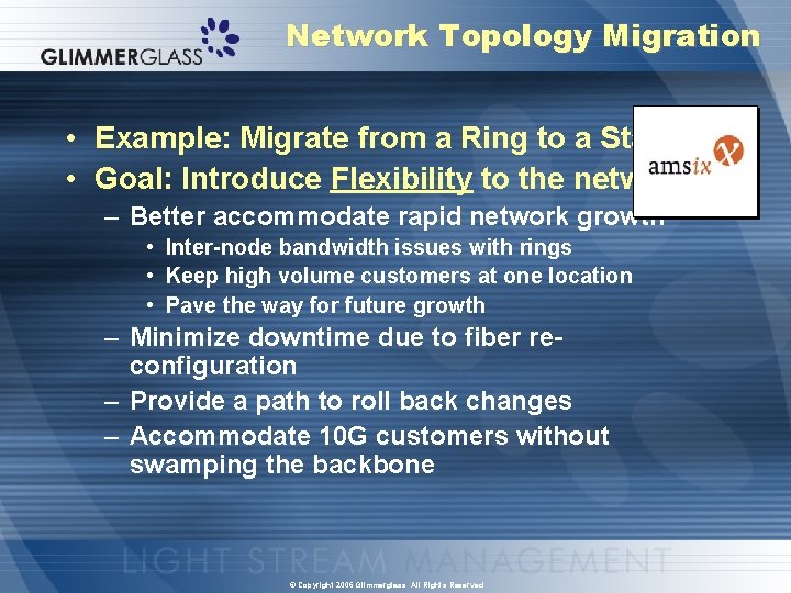 Network Topology Migration • Example: Migrate from a Ring to a Star • Goal: