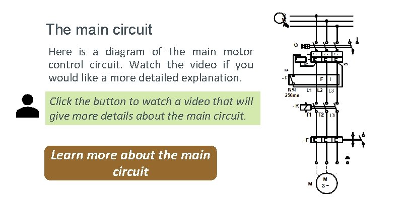 The main circuit Here is a diagram of the main motor control circuit. Watch