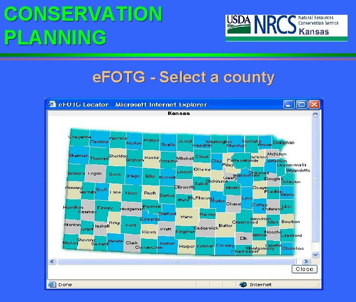 CONSERVATION PLANNING e. FOTG - Select a county 
