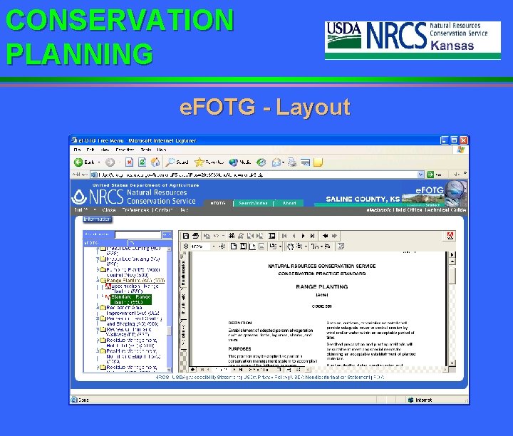 CONSERVATION PLANNING e. FOTG - Layout 