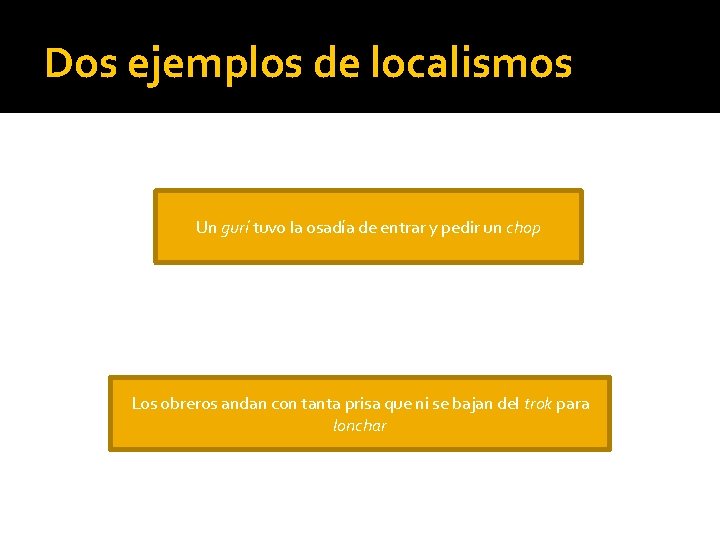 Dos ejemplos de localismos Un gurí tuvo la osadía de entrar y pedir un