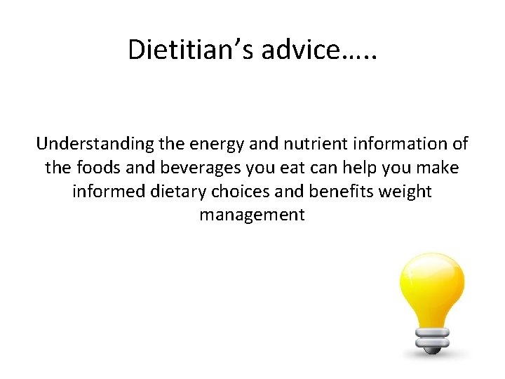 Dietitian’s advice…. . Understanding the energy and nutrient information of the foods and beverages