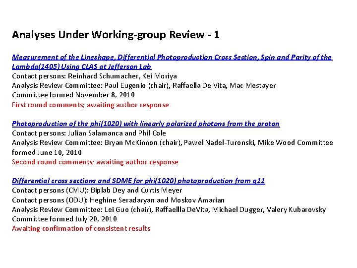 Analyses Under Working-group Review - 1 Measurement of the Lineshape, Differential Photoproduction Cross Section,