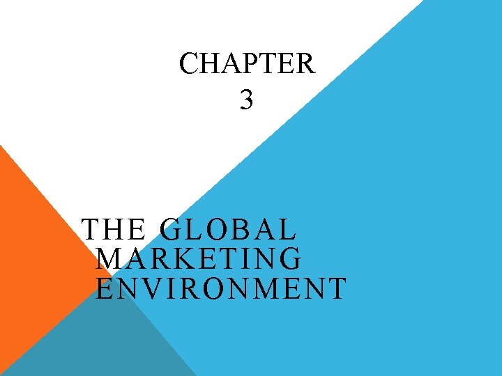 CHAPTER 3 THE GLOBAL MARKETING ENVIRONMENT 