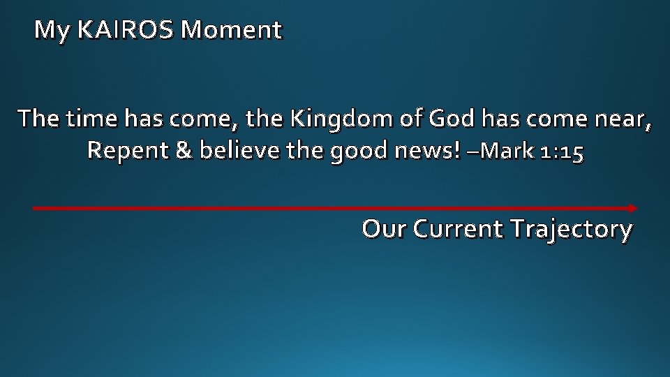 My KAIROS Moment The time has come, the Kingdom of God has come near,