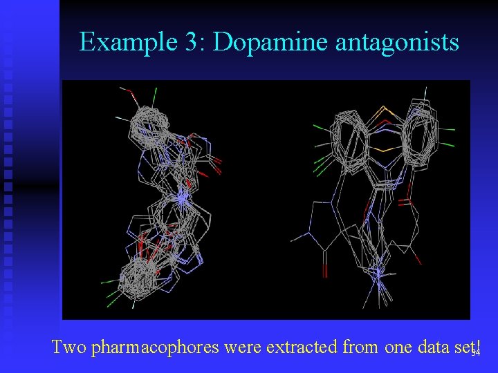 Example 3: Dopamine antagonists Two pharmacophores were extracted from one data set! 34 