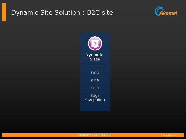 Dynamic Site Solution : B 2 C site Dynamic Sites DSA RMA DSD Edge