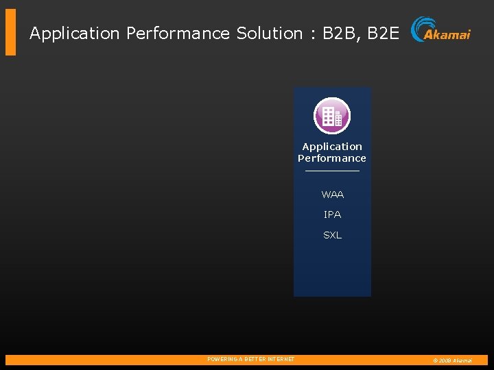 Application Performance Solution : B 2 B, B 2 E Application Performance WAA IPA