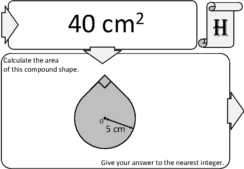 40 2 cm h Calculate the area of this compound shape. O 5 cm