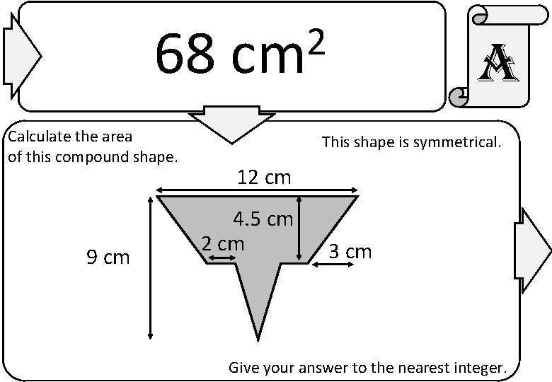 68 Calculate the area of this compound shape. 9 cm 2 cm a This