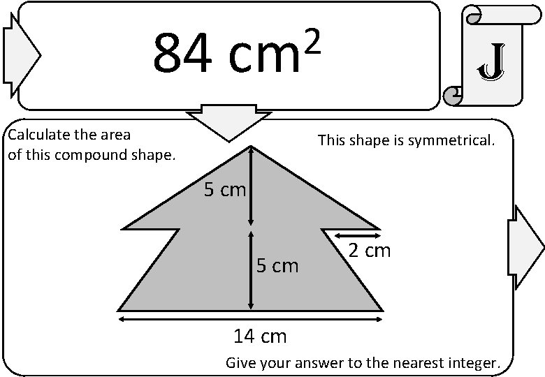 84 2 cm Calculate the area of this compound shape. j This shape is