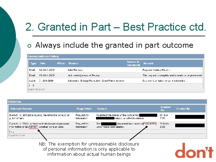 2. Granted in Part – Best Practice ctd. ¡ Always include the granted in 2. Granted in Part – Best Practice ctd. ¡ Always include the granted in
