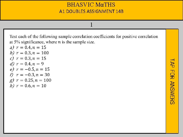 BHASVIC MαTHS A 1 DOUBLES ASSIGNMENT 14 B 1 