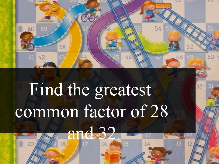 Find the greatest common factor of 28 and 32. 