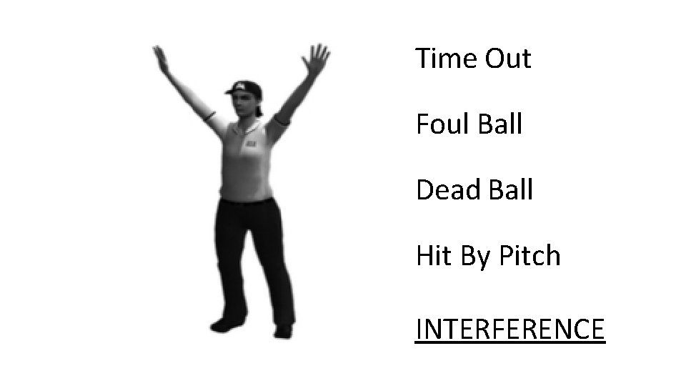 Time Out Foul Ball Dead Ball Hit By Pitch INTERFERENCE 