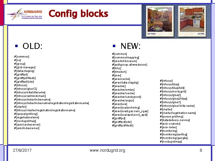 Config blocks § OLD: #[common] #[vo] #[group] #[grid-manager] #[data-staging] #[gridftpd/filedir] #[gridftpd/jobs] #[infosys/glue 12] #[infosys/sitename]