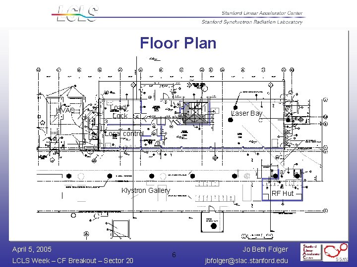 Floor Plan HVAC Load/ Lock Laser Bay Local control Klystron Gallery April 5, 2005