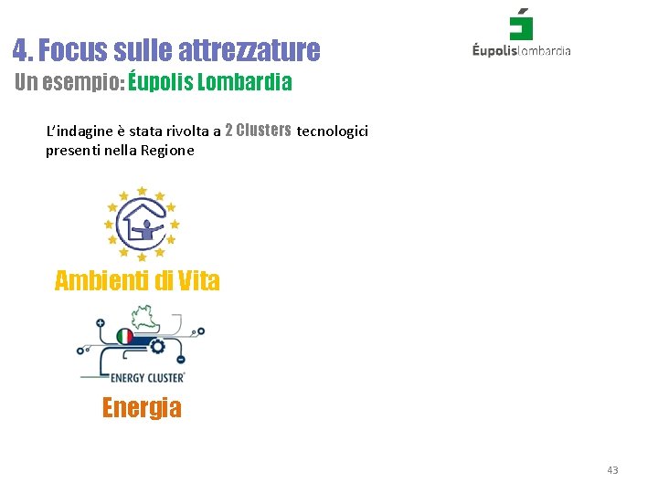 4. Focus sulle attrezzature Un esempio: Éupolis Lombardia L’indagine è stata rivolta a 2