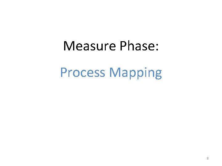 Measure Phase: Process Mapping 8 