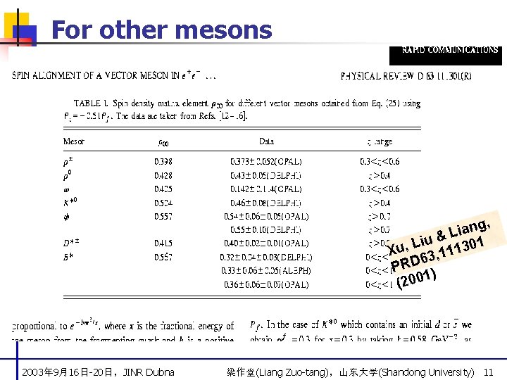 For other mesons g, n a i L & u i 1 L Xu,