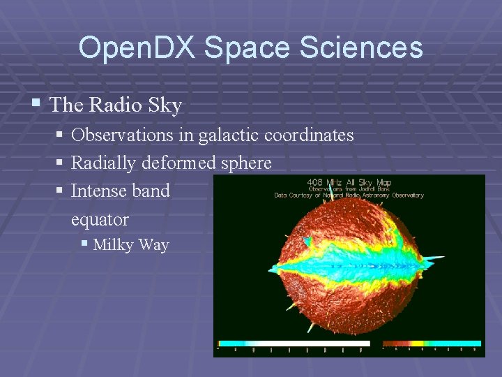 Open. DX Space Sciences § The Radio Sky § Observations in galactic coordinates §