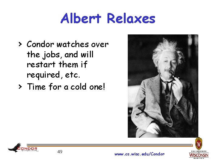 Albert Relaxes › Condor watches over › the jobs, and will restart them if