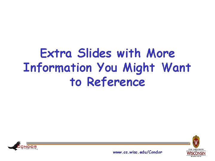 Extra Slides with More Information You Might Want to Reference www. cs. wisc. edu/Condor