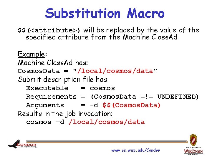 Substitution Macro $$(<attribute>) will be replaced by the value of the specified attribute from