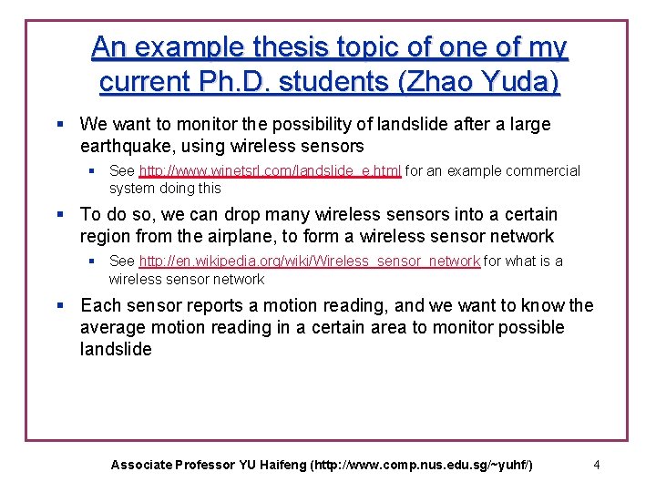 An example thesis topic of one of my current Ph. D. students (Zhao Yuda)