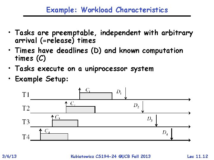 Example: Workload Characteristics • Tasks are preemptable, independent with arbitrary arrival (=release) times •