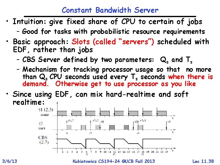 Constant Bandwidth Server • Intuition: give fixed share of CPU to certain of jobs