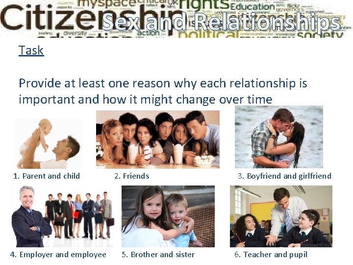 Sex and Relationships Ground Relationships Rules Task Provide at least one reason why each Sex and Relationships Ground Relationships Rules Task Provide at least one reason why each