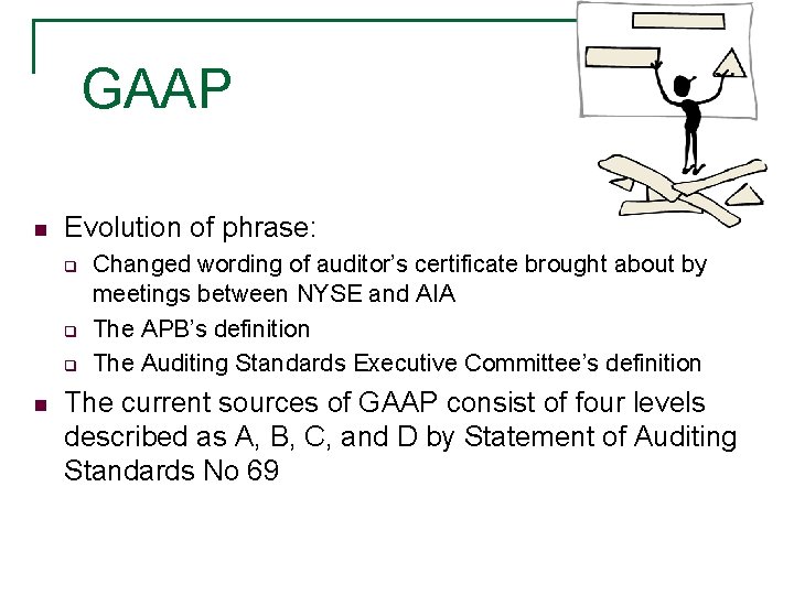 GAAP n Evolution of phrase: q q q n Changed wording of auditor’s certificate GAAP n Evolution of phrase: q q q n Changed wording of auditor’s certificate