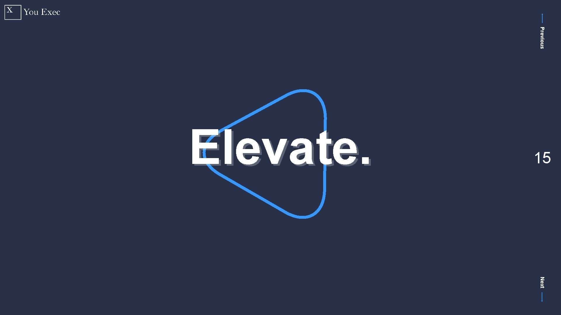 Previous 15 Elevate. Next 