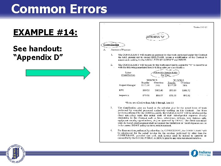 Common Errors EXAMPLE #14: See handout: “Appendix D” 