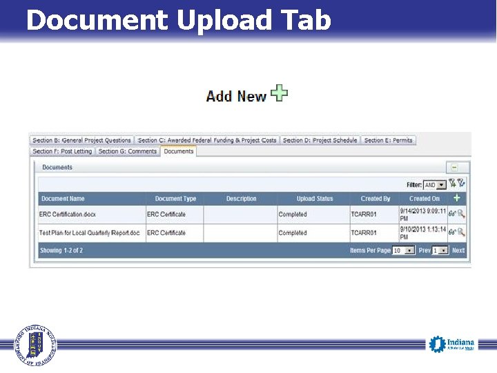 Document Upload Tab 