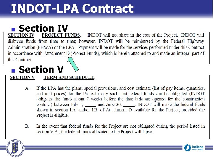 INDOT-LPA Contract n Section IV n Section V 