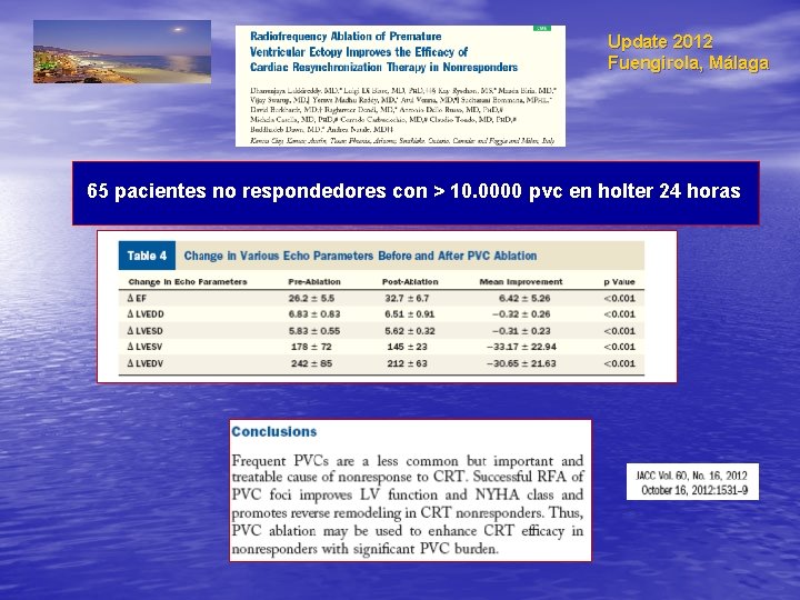 Update 2012 Fuengirola, Málaga 65 pacientes no respondedores con > 10. 0000 pvc en