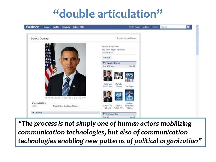 “double articulation” “The process is not simply one of human actors mobilizing communication technologies,
