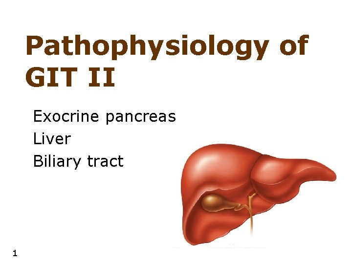 Pathophysiology of GIT II Exocrine pancreas Liver Biliary tract 1 