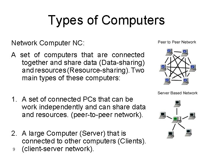 Types of Computers Network Computer NC: A set of computers that are connected together Types of Computers Network Computer NC: A set of computers that are connected together
