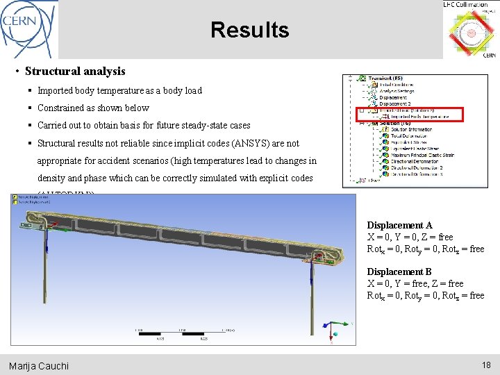 Results • Structural analysis § Imported body temperature as a body load § Constrained