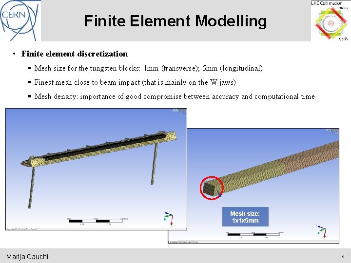 Finite Element Modelling • Finite element discretization § Mesh size for the tungsten blocks: