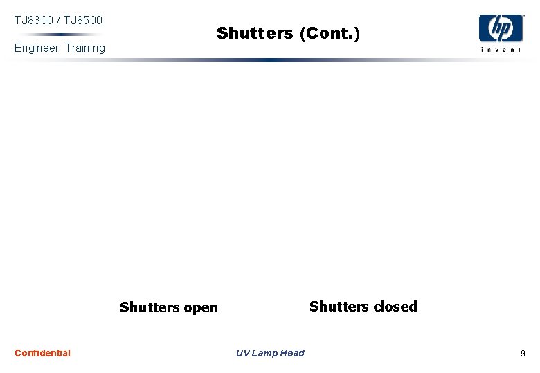 TJ 8300 / TJ 8500 Engineer Training Shutters (Cont. ) Shutters closed Shutters open