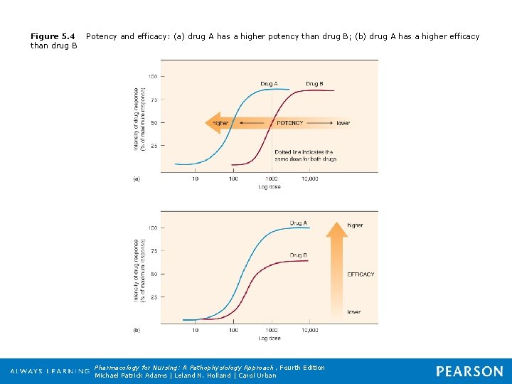 Figure 5. 4 than drug B Potency and efficacy: (a) drug A has a