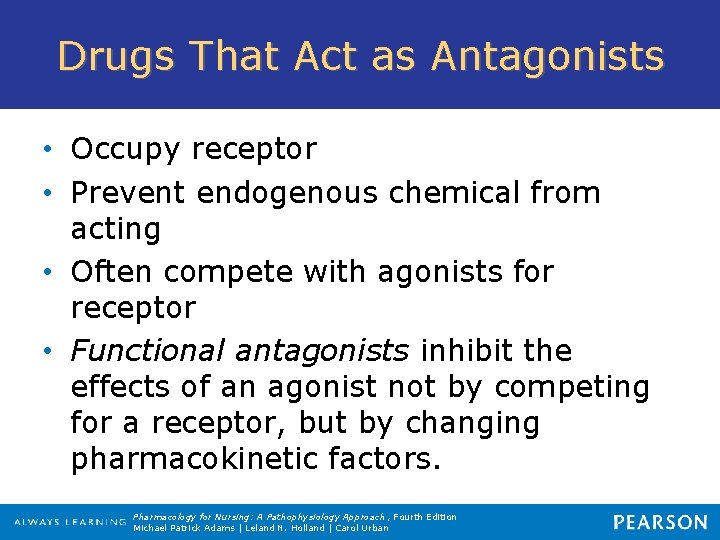 Drugs That Act as Antagonists • Occupy receptor • Prevent endogenous chemical from acting