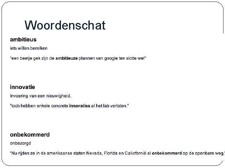 Woordenschat Woordenschat