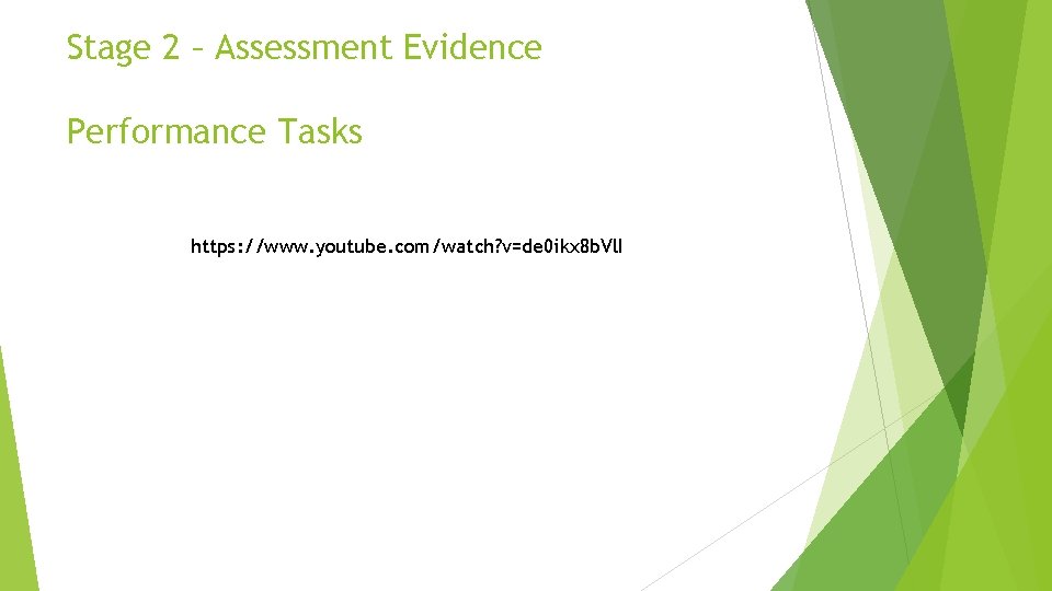 Stage 2 – Assessment Evidence Performance Tasks https: //www. youtube. com/watch? v=de 0 ikx