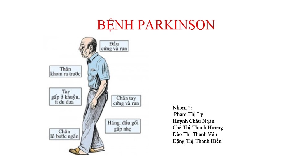 BỆNH PARKINSON Nhóm 7: Phạm Thị Ly Huỳnh Châu Ngân Chế Thị Thanh Hương
