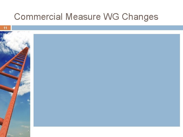 Commercial Measure WG Changes 11 Commercial Measure WG Changes 11